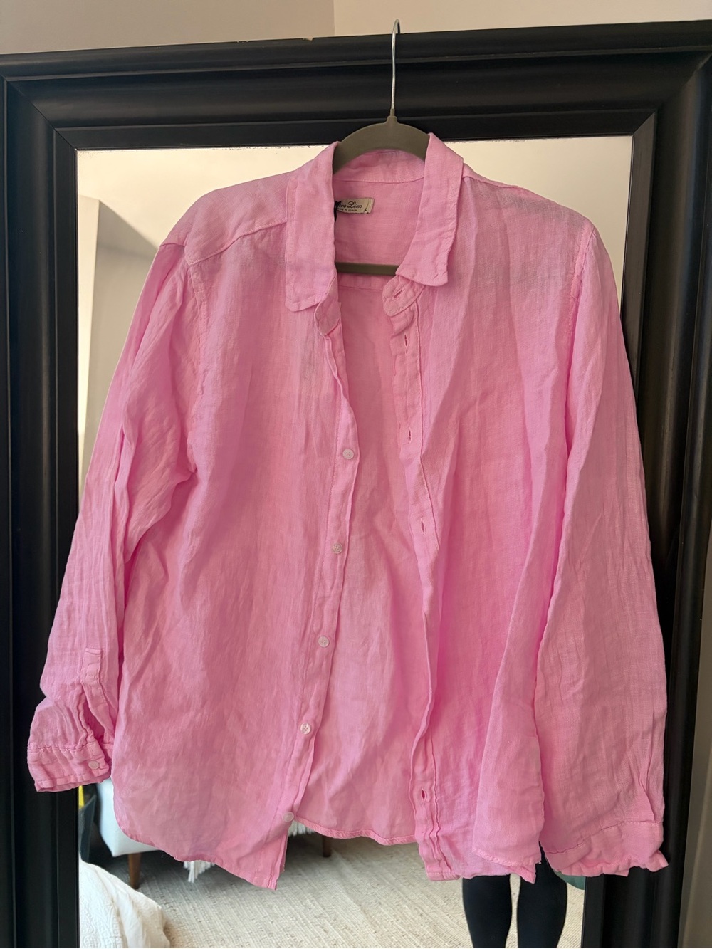 Relaxed Pink Linen Button-Down Tunic - brand new